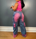 Dripped in Pink Cargo Jeans