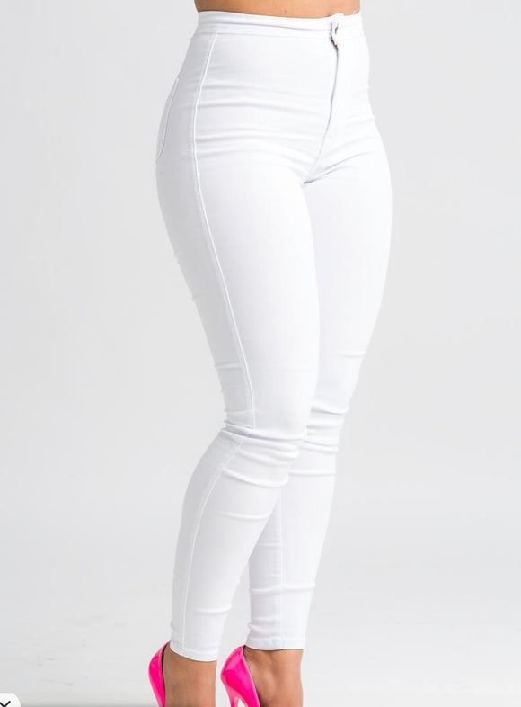 Heart Super Stretch Jeans (White)