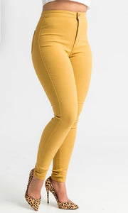 Heart Super Stretch Jeans-Mustard