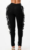 Black Side Fringe Jeans