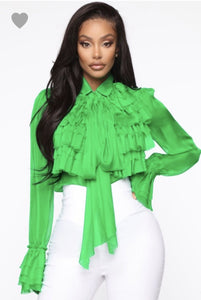 World of Ruffles Top Green