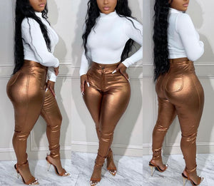 Bronze Metallic Coated Pants