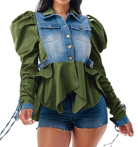 Denim Tunic Top/Jacket Olive